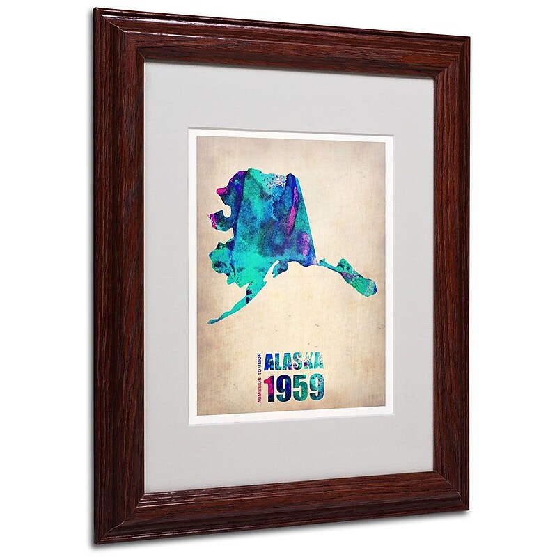 Trademark Fine Art 'Alaska Watercolor Map' 11" x 14" Wood Frame Art image 1