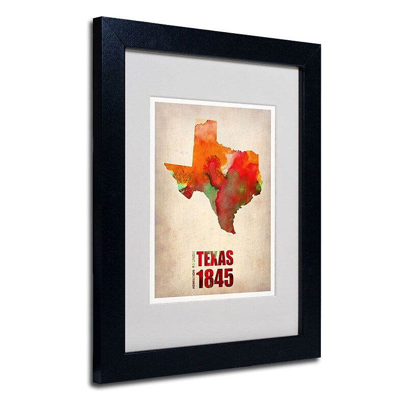 Trademark Fine Art 'Texas Watercolor Map' 11" x 14" Black Frame Art image 1