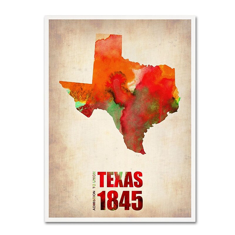 Trademark Fine Art 'Texas Watercolor Map' 18" x 24" Canvas Art image 1