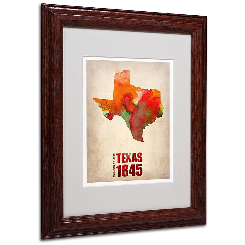 Trademark Fine Art 'Texas Watercolor Map' 11" x 14" Wood Frame Art image 1