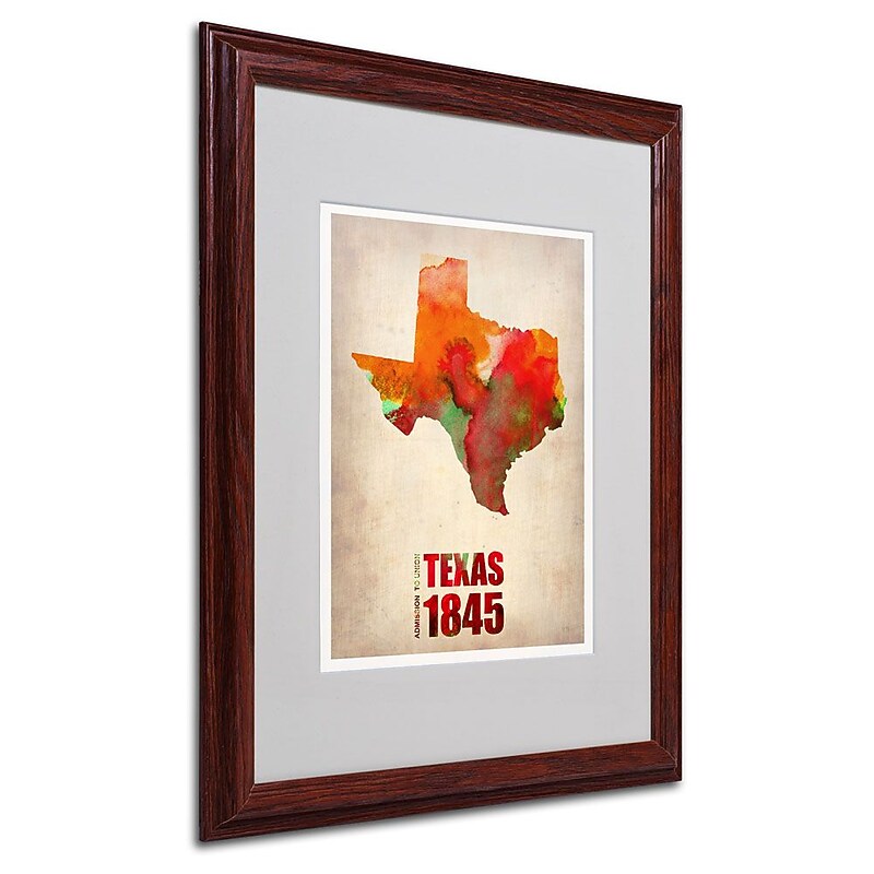 Trademark Fine Art 'Texas Watercolor Map' 16" x 20" Wood Frame Art image 1