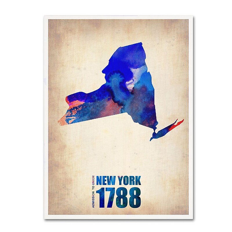 Trademark Fine Art 'New York Watercolor Map' 35" x 47" Canvas Art image 1