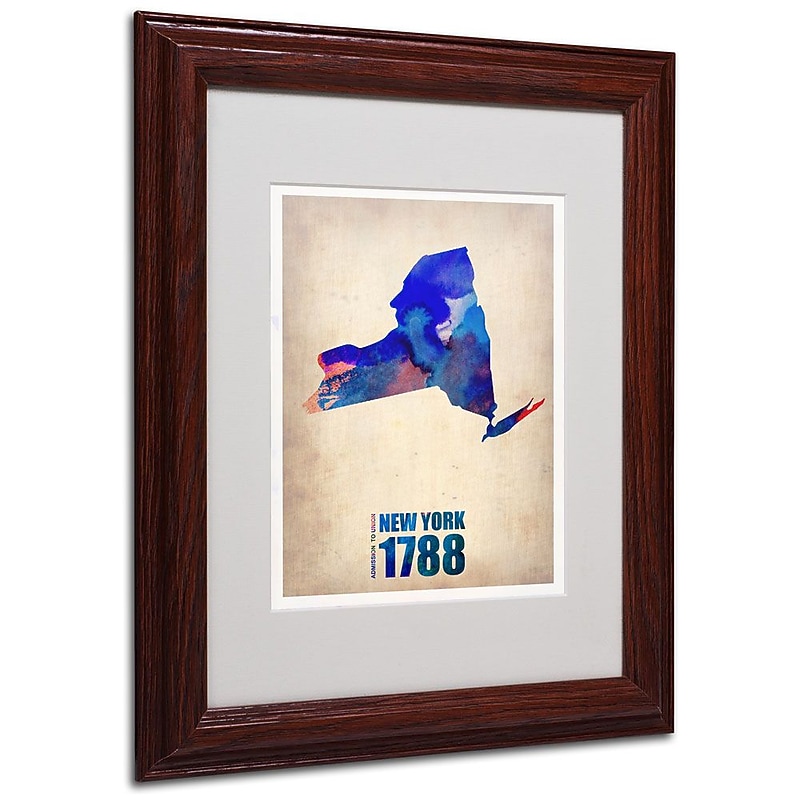 Trademark Fine Art 'New York Watercolor Map' 11" x 14" Wood Frame Art image 1