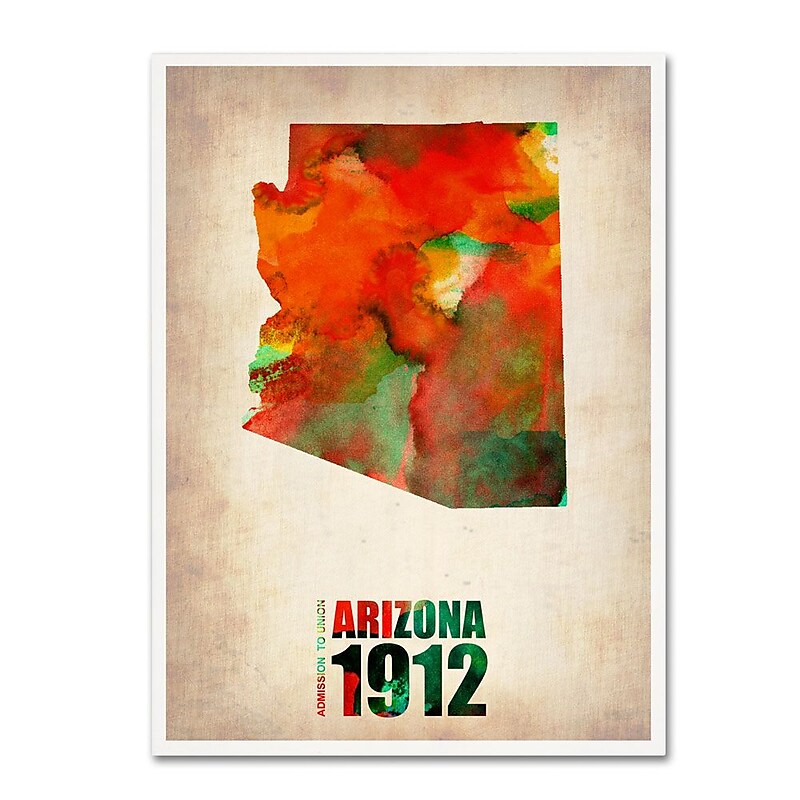 Trademark Fine Art 'Arizona Watercolor Map' 14" x 19" Canvas Art image 1