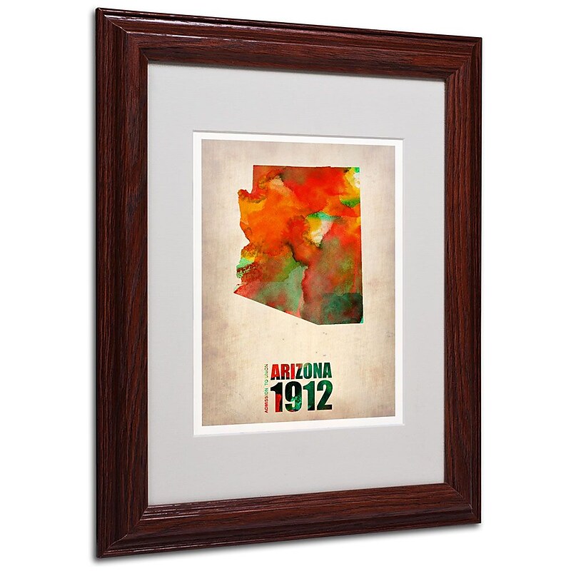 Trademark Fine Art 'Arizona Watercolor Map' 11" x 14" Wood Frame Art image 1