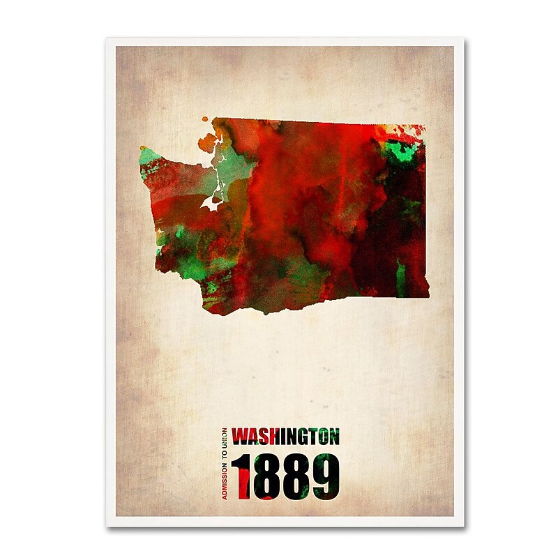 Trademark Fine Art 'Washington Watercolor Map' 24" x 32" Canvas Art image 1
