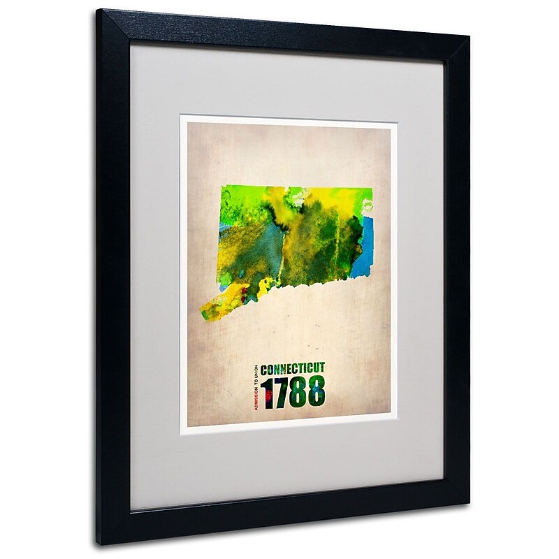Trademark Fine Art 'Connecticut Watercolor Map' 16" x 20" Black Frame Art image 1