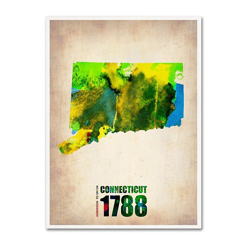 Trademark Fine Art 'Connecticut Watercolor Map' 35" x 47" Canvas Art image 1