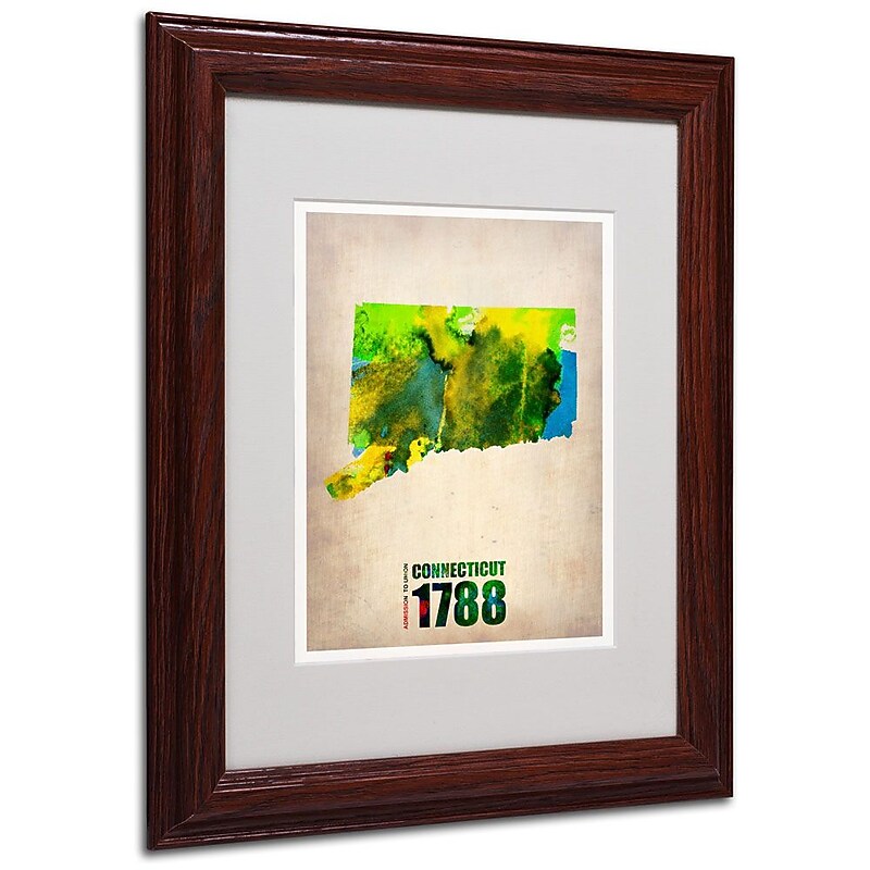 Trademark Fine Art 'Connecticut Watercolor Map' 11" x 14" Wood Frame Art image 1