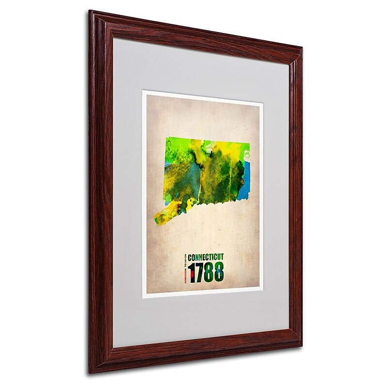 Trademark Fine Art 'Connecticut Watercolor Map' 16" x 20" Wood Frame Art image 1