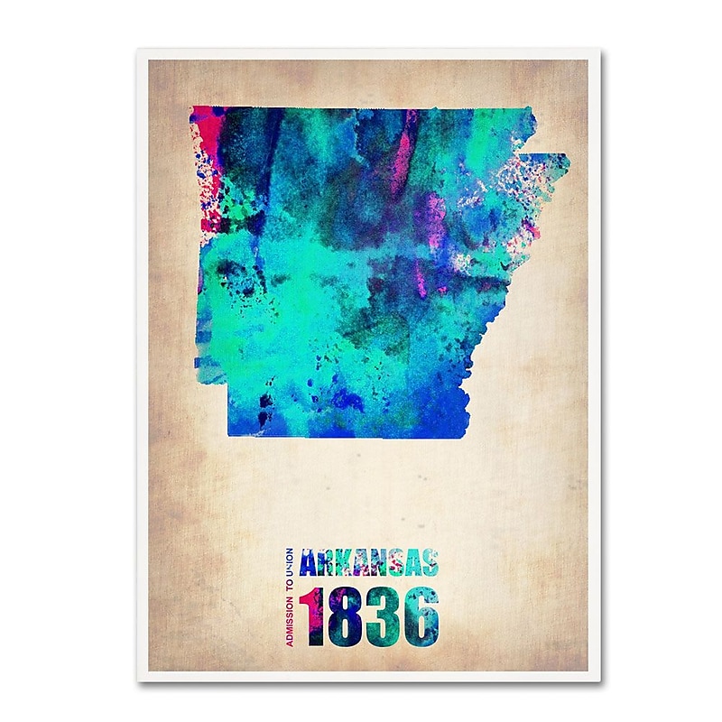 Trademark Fine Art 'Arkansas Watercolor Map' 35" x 47" Canvas Art image 1