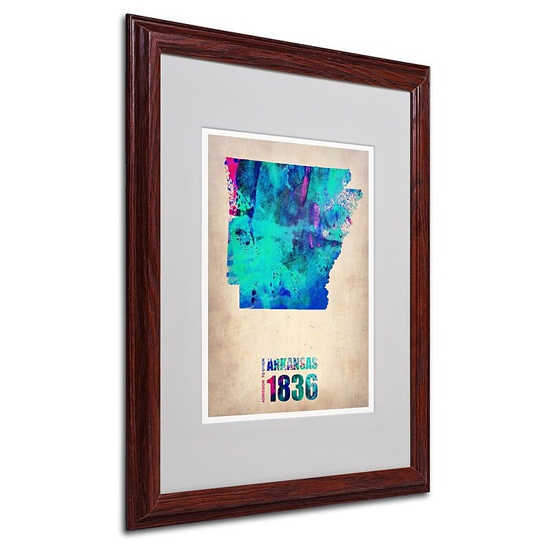 Trademark Fine Art 'Arkansas Watercolor Map' 16" x 20" Wood Frame Art image 1
