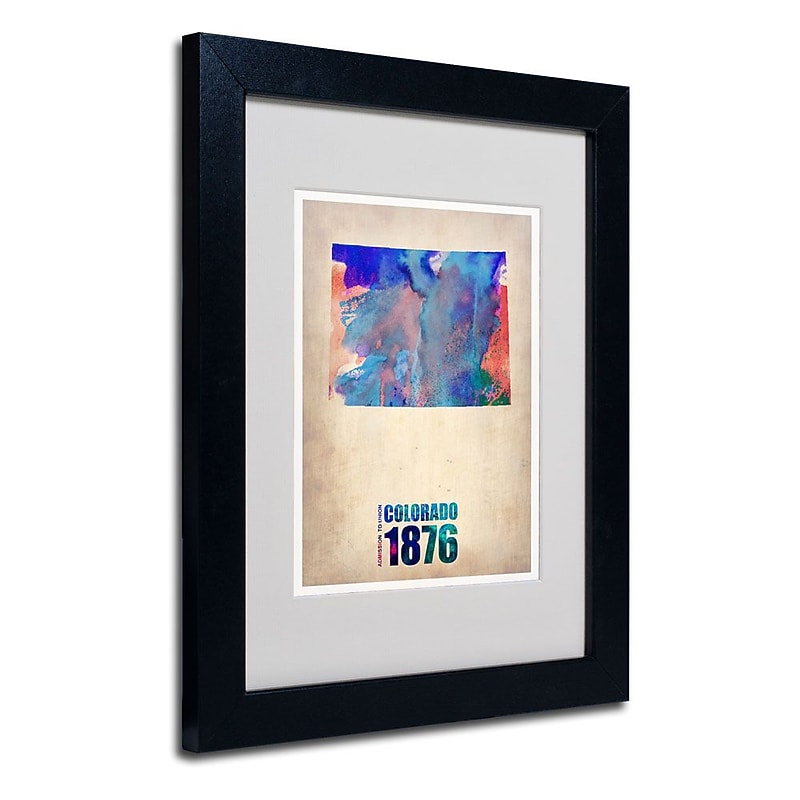 Trademark Fine Art 'Colorado Watercolor Map' 11" x 14" Black Frame Art image 1