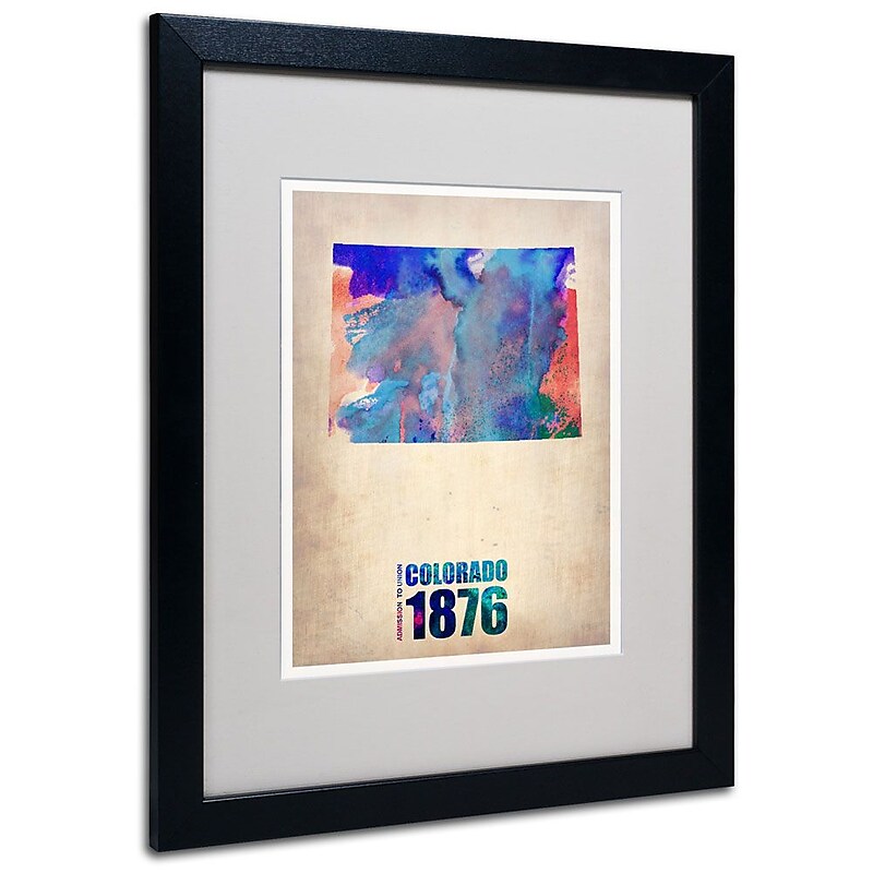 Trademark Fine Art 'Colorado Watercolor Map' 16" x 20" Black Frame Art image 1