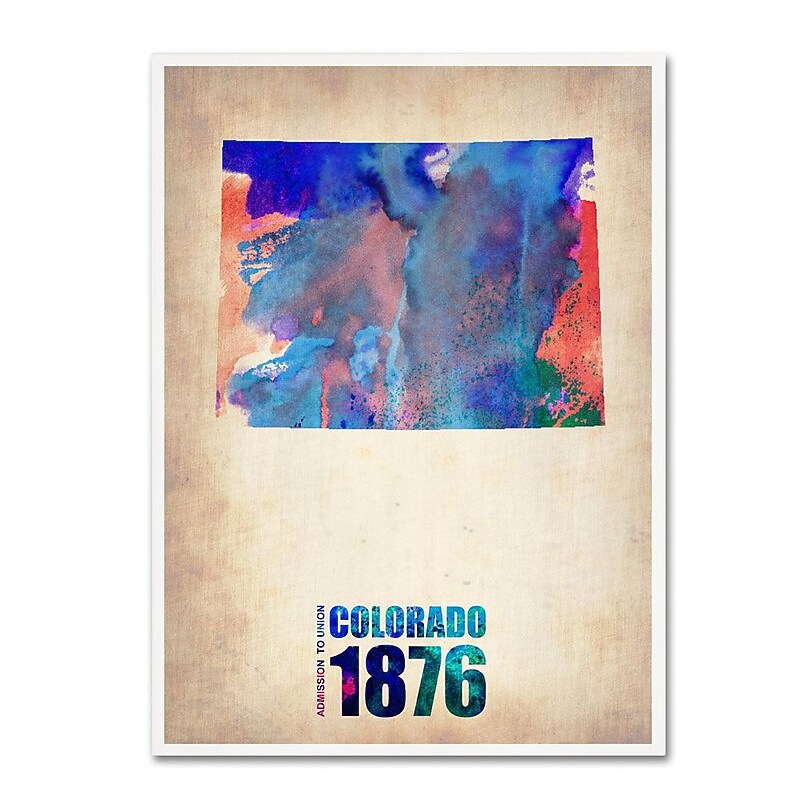 Trademark Fine Art 'Colorado Watercolor Map' 35" x 47" Canvas Art image 1
