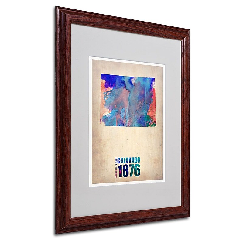 Trademark Fine Art 'Colorado Watercolor Map' 16" x 20" Wood Frame Art image 1