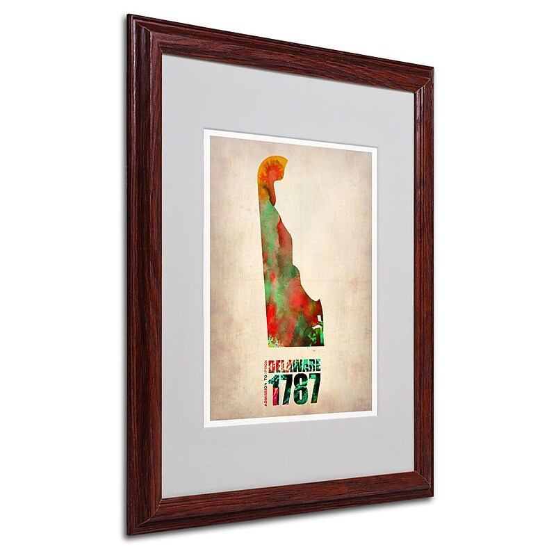 Trademark Fine Art 'Delaware Watercolor Map' 16" x 20" Wood Frame Art image 1