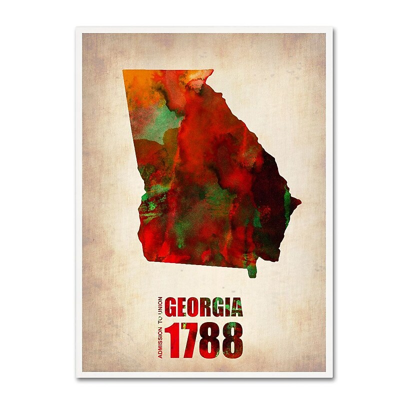 Trademark Fine Art 'Georgia Watercolor Map' 35" x 47" Canvas Art image 1