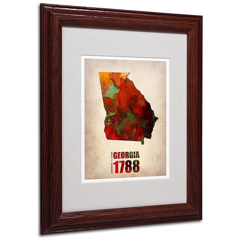 Trademark Fine Art 'Georgia Watercolor Map' 11" x 14" Wood Frame Art image 1
