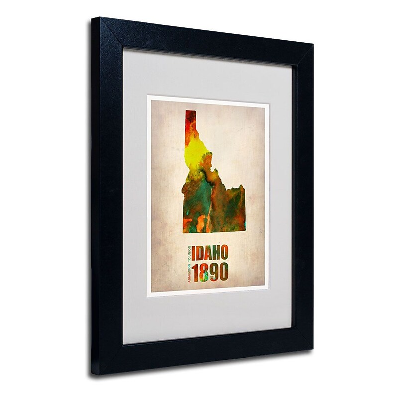 Trademark Fine Art 'Idaho Watercolor Map' 11" x 14" Black Frame Art image 1