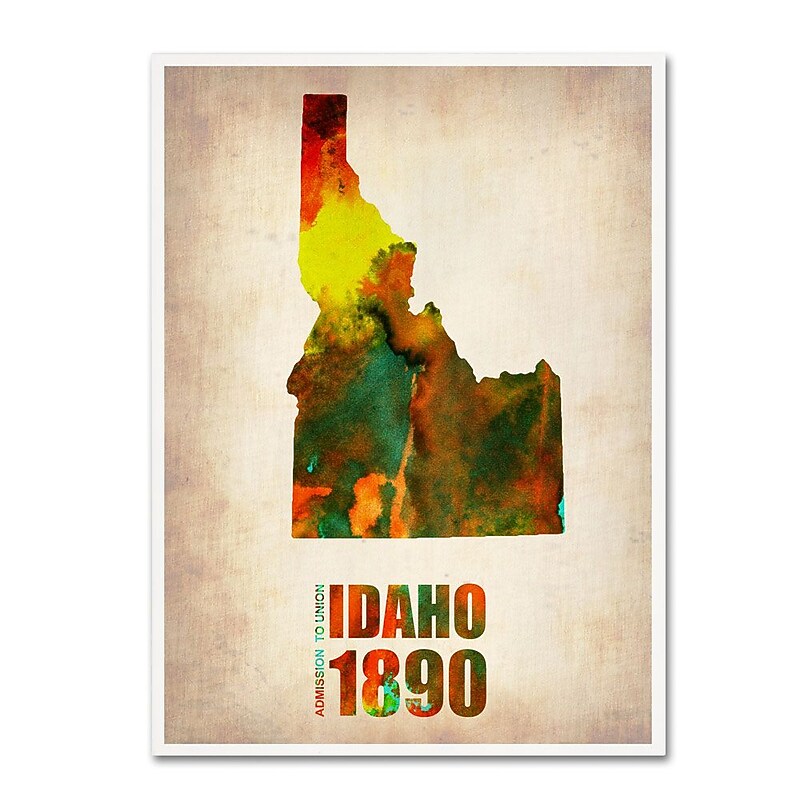 Trademark Fine Art 'Idaho Watercolor Map' 24" x 32" Canvas Art image 1