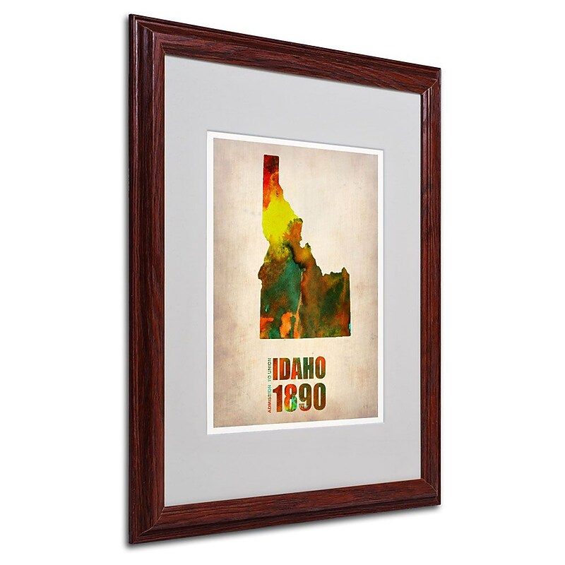 Trademark Fine Art 'Idaho Watercolor Map' 16" x 20" Wood Frame Art image 1