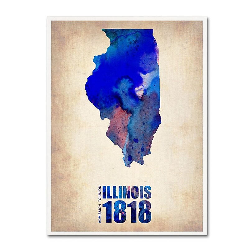 Trademark Fine Art 'Illinois Watercolor Map' 18" x 24" Canvas Art image 1