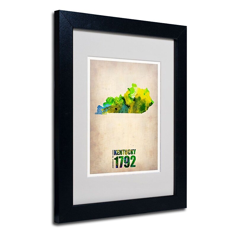 Trademark Fine Art 'Kentucky Watercolor Map' 11" x 14" Black Frame Art image 1
