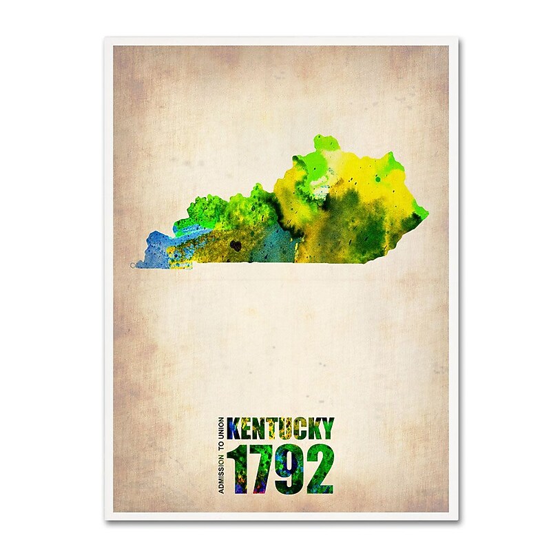 Trademark Fine Art 'Kentucky Watercolor Map' 35" x 47" Canvas Art image 1