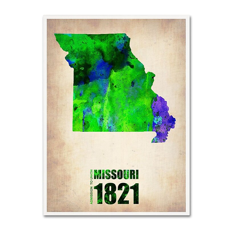Trademark Fine Art 'Missouri Watercolor Map' 24" x 32" Canvas Art image 1