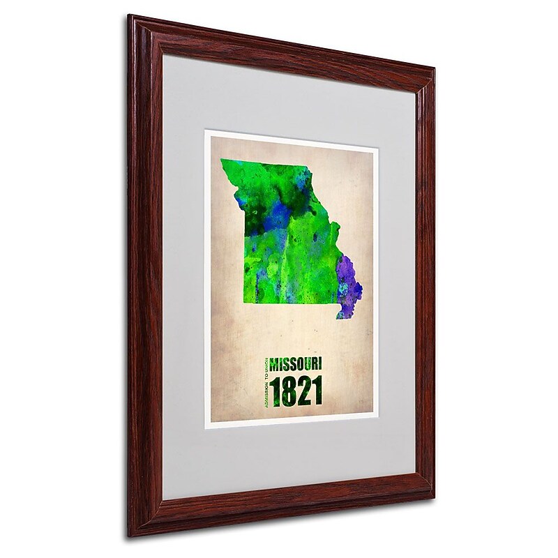 Trademark Fine Art 'Missouri Watercolor Map' 16" x 20" Wood Frame Art image 1