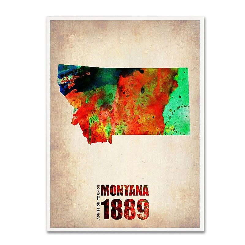 Trademark Fine Art 'Montana Watercolor Map' 24" x 32" Canvas Art image 1