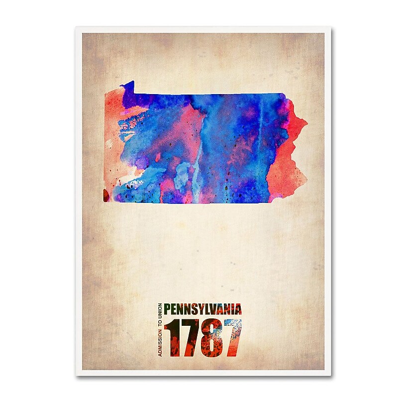 Trademark Fine Art 'Pennsylvania Watercolor Map' 24" x 32" Canvas Art image 1