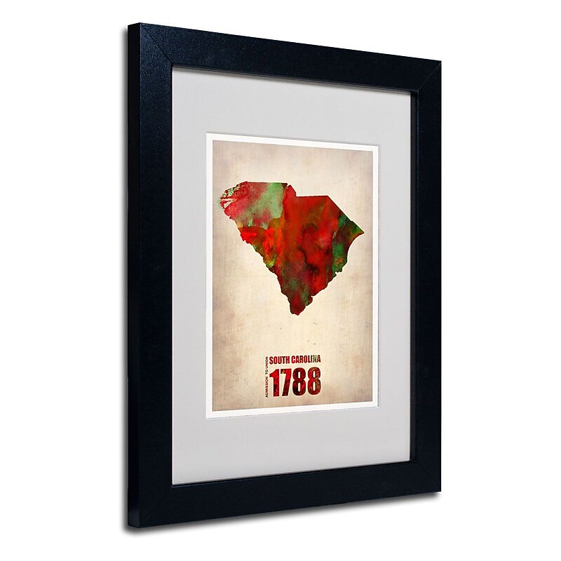 Trademark Fine Art 'South Carolina Watercolor Map' 11" x 14" Black Frame Art image 1
