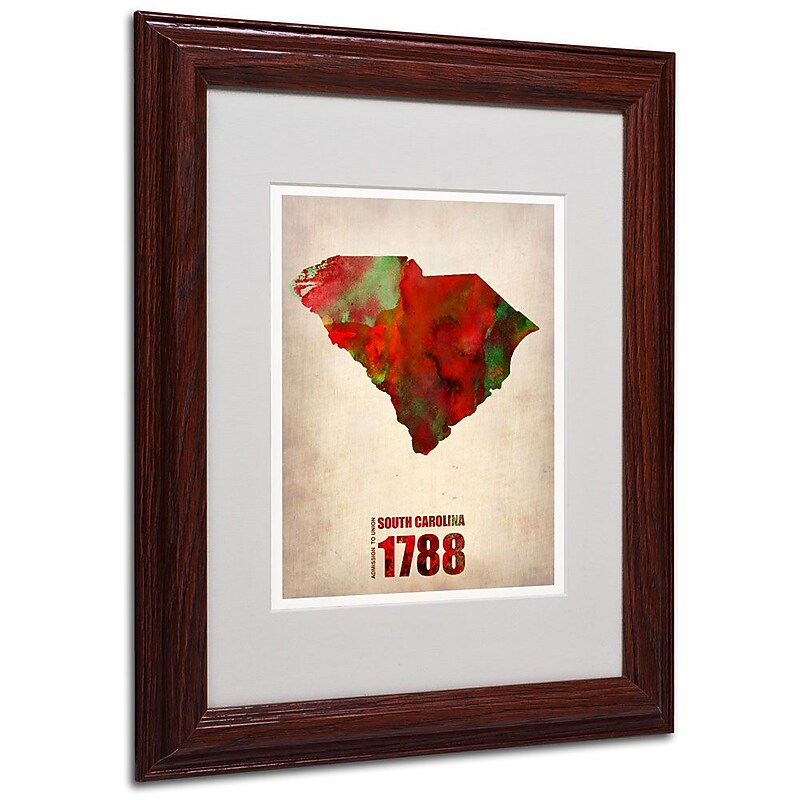Trademark Fine Art 'South Carolina Watercolor Map' 11" x 14" Wood Frame Art image 1