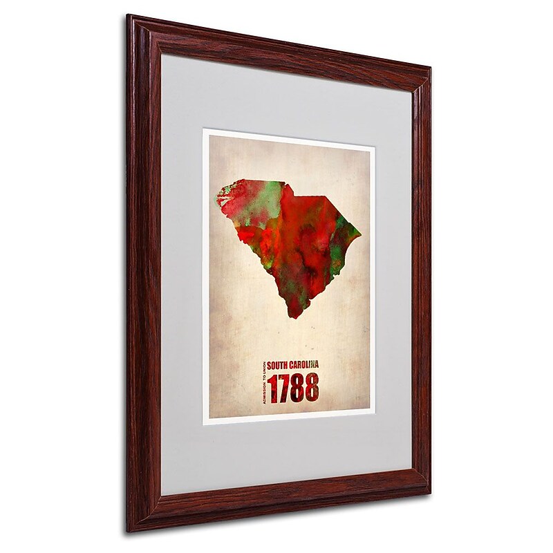 Trademark Fine Art 'South Carolina Watercolor Map' 16" x 20" Wood Frame Art image 1