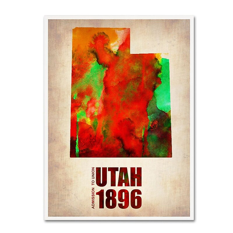 Trademark Fine Art 'Utah Watercolor Map' 35" x 47" Canvas Art image 1