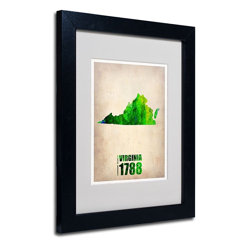 Trademark Fine Art 'Virginia Watercolor Map' 11" x 14" Black Frame Art image 1