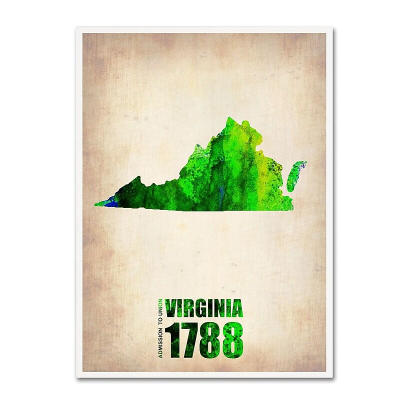 Trademark Fine Art 'Virginia Watercolor Map' 14" x 19" Canvas Art image 1