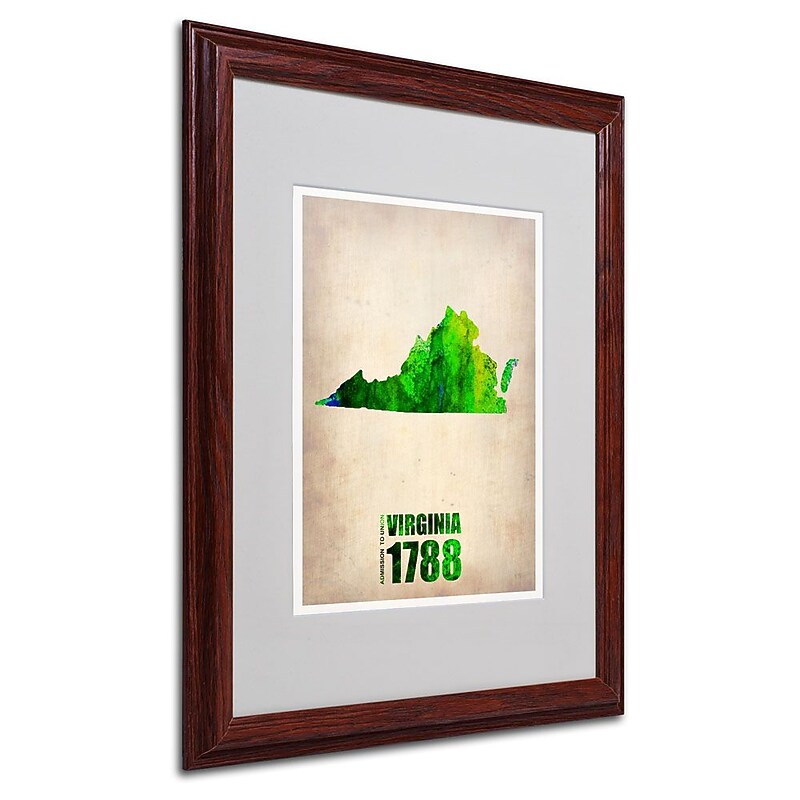 Trademark Fine Art 'Virginia Watercolor Map' 16" x 20" Wood Frame Art image 1