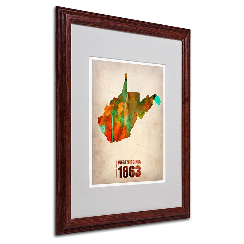 Trademark Fine Art 'West Virginia Watercolor Map' 16" x 20" Wood Frame Art image 1