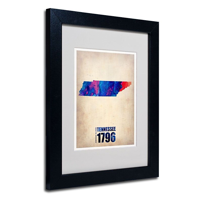 Trademark Fine Art 'Tennessee Watercolor Map' 11" x 14" Black Frame Art image 1
