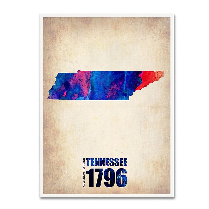 Trademark Fine Art 'Tennessee Watercolor Map' 24" x 32" Canvas Art image 1