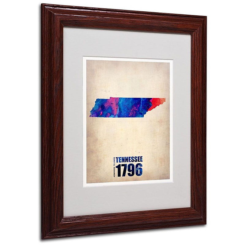 Trademark Fine Art 'Tennessee Watercolor Map' 11" x 14" Wood Frame Art image 1