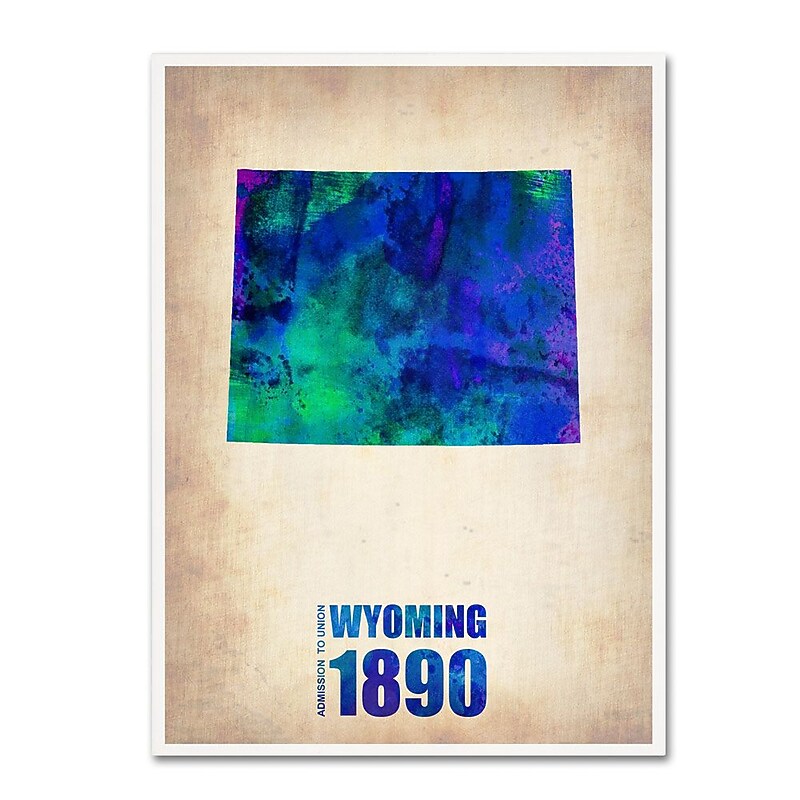Trademark Fine Art 'Wyoming Watercolor Map' 18" x 24" Canvas Art image 1