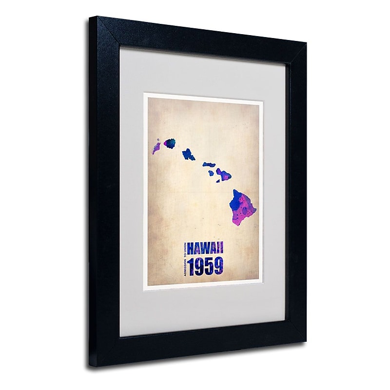 Trademark Fine Art 'Hawaii Watercolor Map' 11" x 14" Black Frame Art image 1