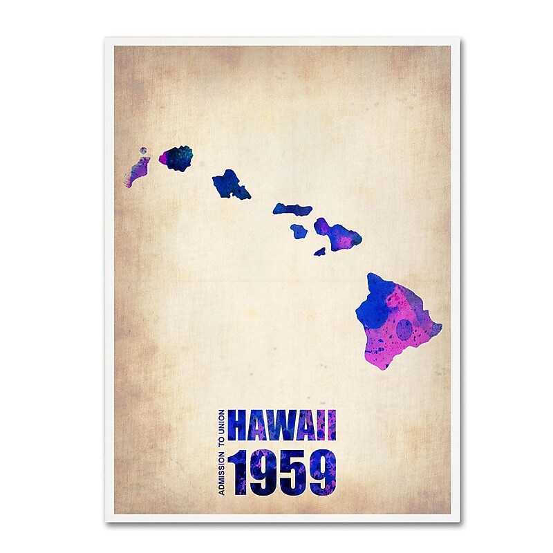Trademark Fine Art 'Hawaii Watercolor Map' 18" x 24" Canvas Art image 1