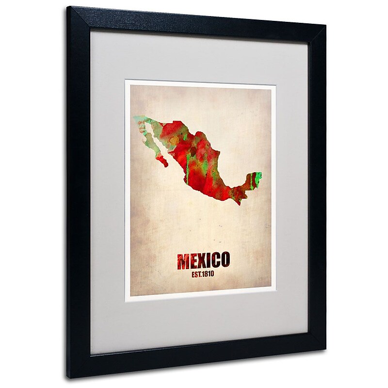 Trademark Fine Art 'Mexico Watercolor Map' 16" x 20" Black Frame Art image 1