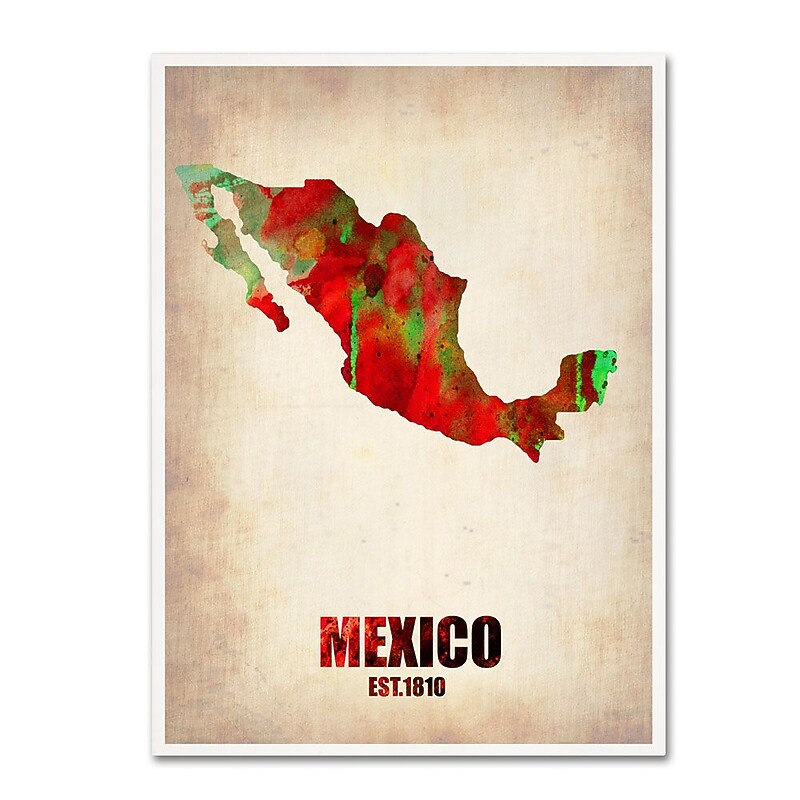Trademark Fine Art 'Mexico Watercolor Map' 24" x 32" Canvas Art image 1