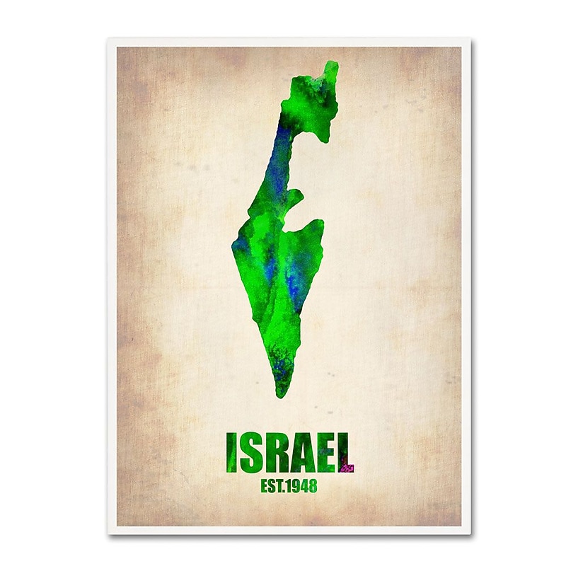 Trademark Fine Art 'Israel Watercolor Map' 24" x 32" Canvas Art image 1